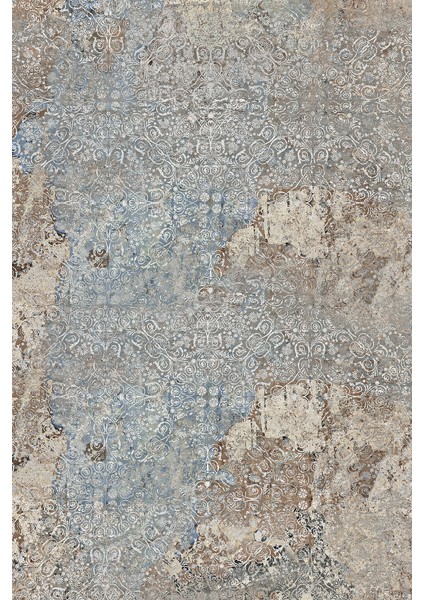 Kaymaz Dot Taban Yıkanabilir Dijital Baskı Gölge Eskitme Desenli Salon Halısı 80 x 200