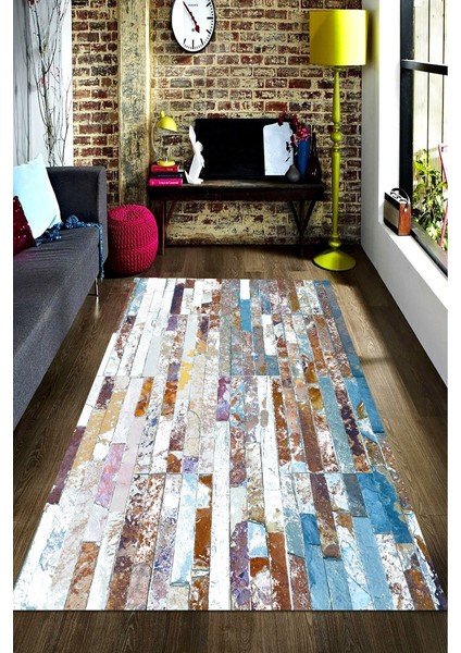 Kaymaz Dot Taban Yıkanabilir Dijital Baskı Duvar Kağıdı Sanatsal Desenli Salon Halısı 80 x 100