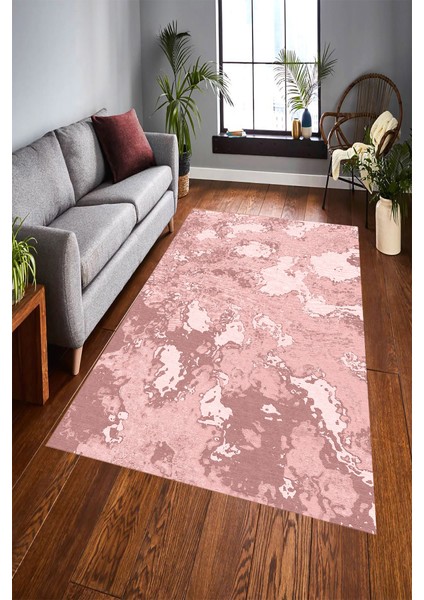 Kaymaz Dot Taban Yıkanabilir Dijital Baskı Gölge Eskitme Desenli Dijital Baskılı Halı Salon Halısı 80 x 100