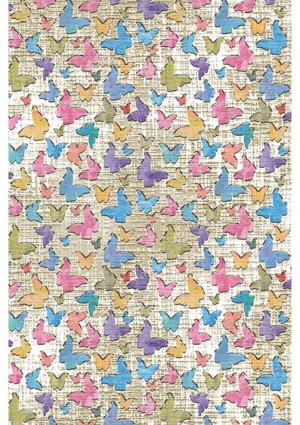 Kaymaz Dot Taban Yıkanabilir Dijital Baskı Renkli Kelebek Dünyası Salon Halısı 180 x 280