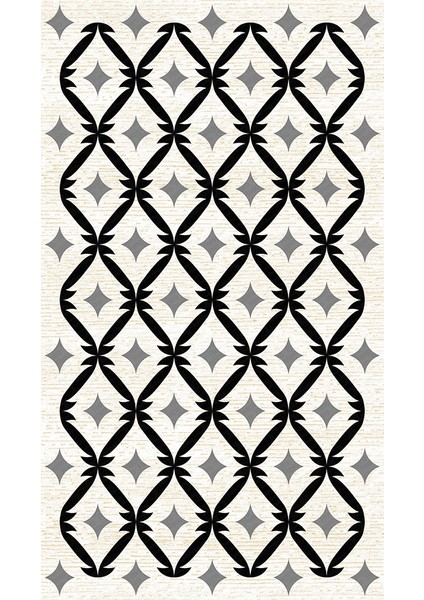Kaymaz Dot Taban Yıkanabilir Dijital Baskı Geometrik Yıldız Desenli Salon Halısı 80 x 100