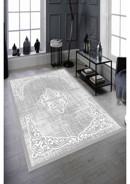 Kaymaz Dot Taban Yıkanabilir Dijital Baskı Klasik Tasarımlı Salon Halısı 180 x 280