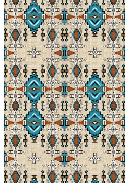 Kaymaz Dot Taban Yıkanabilir Dijital Baskı Etching Kilim Desenli Salon Halısı 80 x 100