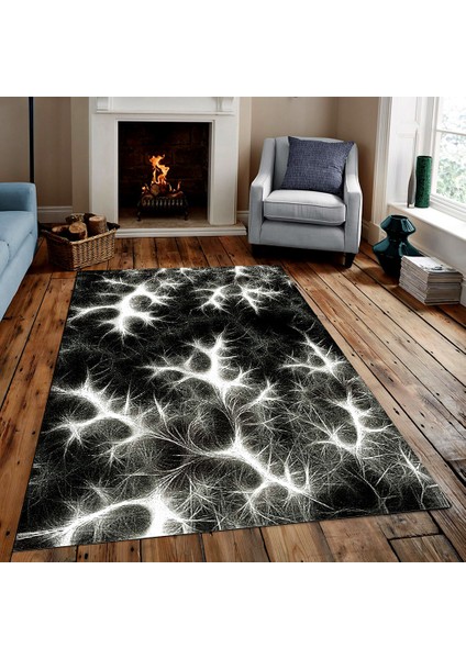 Kaymaz Dot Taban Yıkanabilir Dijital Baskı Efekt Desenli Salon Halısı 80 x 250