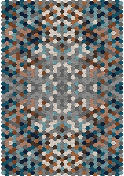 Kaymaz Dot Taban Yıkanabilir Dijital Baskı Pullu Desenli Salon Halısı 80 x 100
