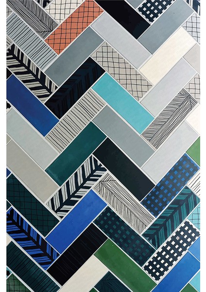 Kaymaz Dot Taban Yıkanabilir Dijital Baskı Seramik Desenli Salon Halısı 200 x 300
