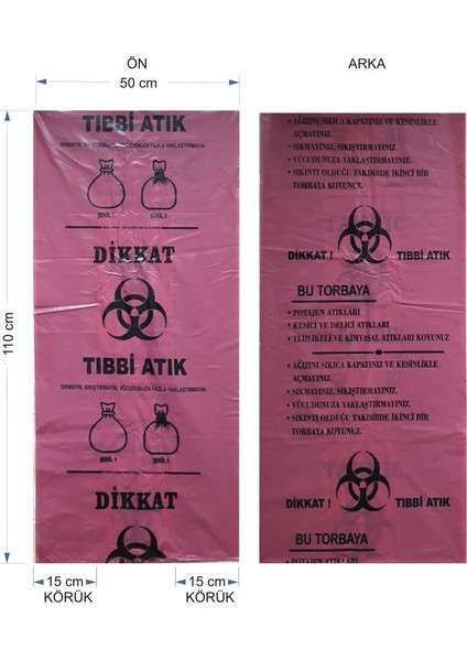 Dökme Tıbbi Atık Çöp Torbası 25 kg 80X110 cm