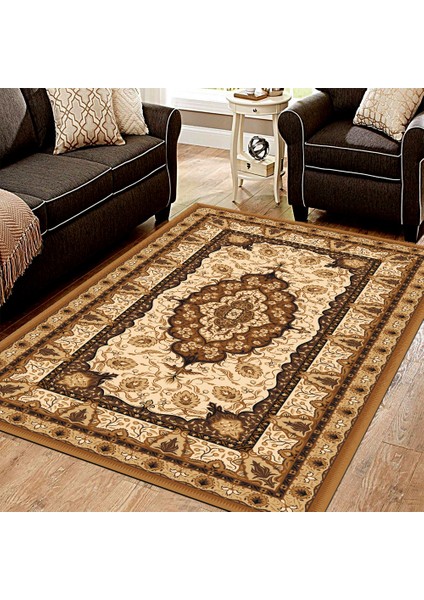 Kaymaz Dot Taban Yıkanabilir Dijital Baskı Tomurcuk Motifli Osmanlı Desenli Salon Halısı 80 x 250