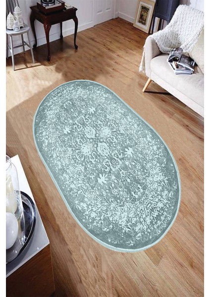 Kaymaz Dot Taban Yıkanabilir Dijital Baskı Mavi Düşler Tasarımlı Salon Halısı 180 x 280