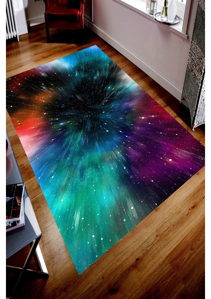 Kaymaz Dot Taban Yıkanabilir Dijital Baskı Galaksi Dünyası Tasarımlı Çocuk Halısı 180 x 280