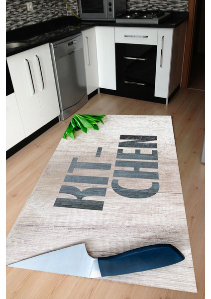 Kaymaz Dot Taban Yıkanabilir Dijital Baskı Mutfak Tasarımı Mutfak Halısı 80 x 200
