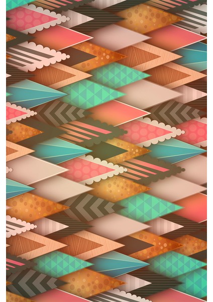Kaymaz Dot Taban Yıkanabilir Dijital Baskı D Geometrik Üçgenler Salon Halısı 80 x 200