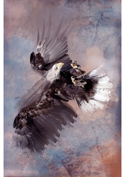 Tablotik Pastel Renkler Kartal Çalışması Dijital Baskılı Halı 80 x 100 cm