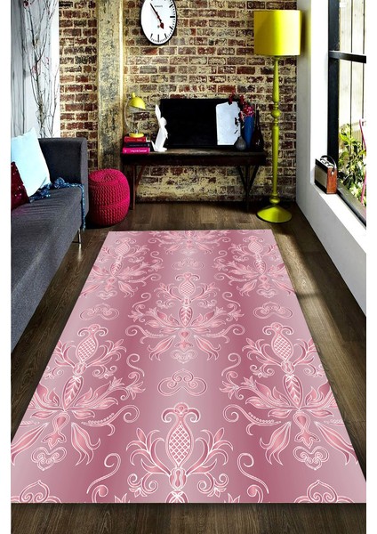 Kaymaz Dot Taban Yıkanabilir Dijital Baskı Geometrik Baroklar Salon Halısı 80 x 600