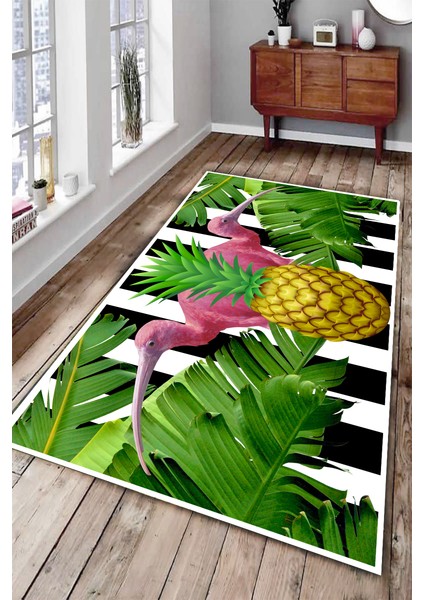 Kaymaz Dot Taban Yıkanabilir Dijital Baskı Özel Tasarım Flamingolar Salon Halısı 80 x 120 fiyatları