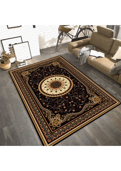 Kaymaz Dot Taban Yıkanabilir Dijital Baskı Filiz Desenli Salon Halısı 80 x 100
