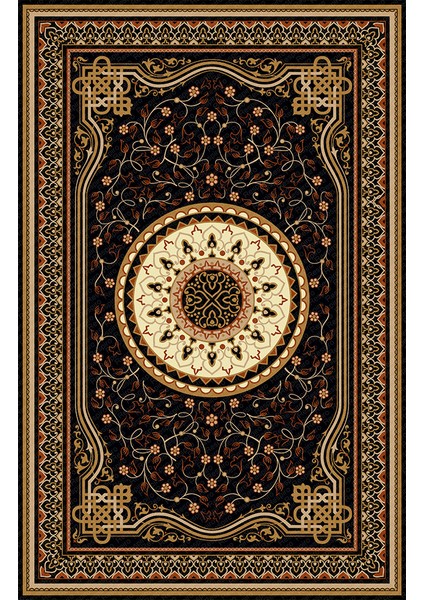 Kaymaz Dot Taban Yıkanabilir Dijital Baskı Filiz Desenli Salon Halısı 80 x 100