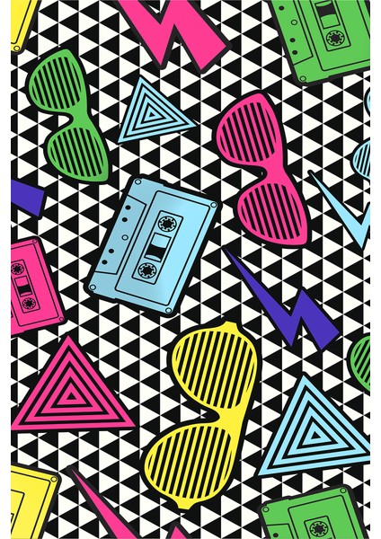 Kaymaz Dot Taban Yıkanabilir Dijital Baskı Renkli Gözlükler Geometrik Zemin Çocuk Halısı 80 x 200