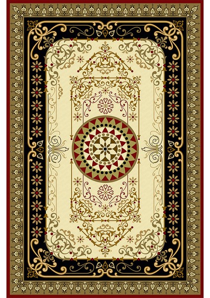 Kaymaz Dot Taban Yıkanabilir Dijital Baskı Antika Desenli Salon Halısı 80 x 200
