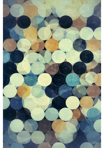 Kaymaz Dot Taban Yıkanabilir Dijital Baskı Kristal Daireler Salon Halısı 80 x 100