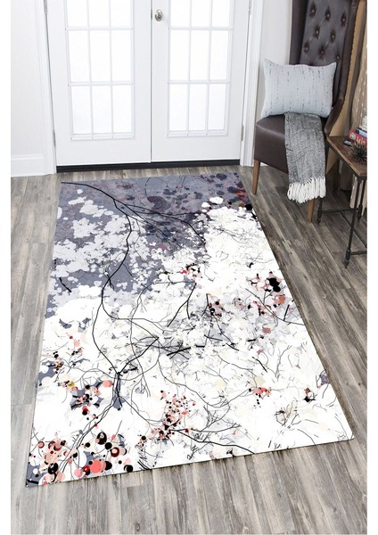 Kaymaz Dot Taban Yıkanabilir Dijital Baskı Bağlantılar Salon Halısı 100 x 600