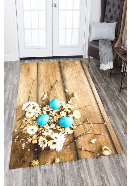 Kaymaz Dot Taban Yıkanabilir Dijital Baskı Sade Dünya Ve Yumurtalar Salon Halısı 180 x 280