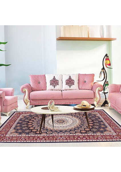 Kaymaz Dot Taban Yıkanabilir Dijital Baskı Osmanlı Desenli Salon Halısı 80 x 100