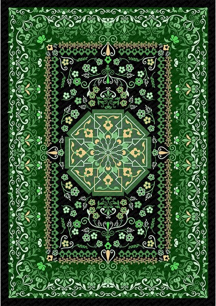 Kaymaz Dot Taban Yıkanabilir Dijital Baskı Çiçek Bağı Desenli Salon Halısı 80 x 100