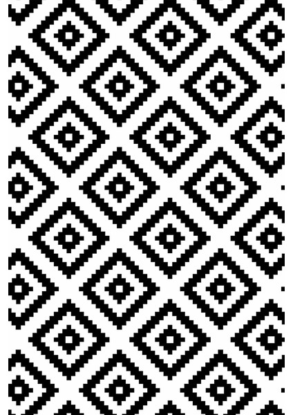 Kaymaz Dot Taban Yıkanabilir Dijital Baskı Pikselli Kareler Salon Halısı 80 x 100