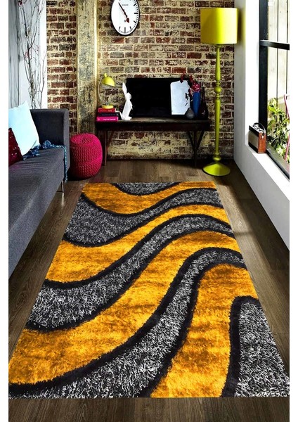 Kaymaz Dot Taban Yıkanabilir Dijital Baskı Suluboya Tüy Efektli Geçişli Salon Halısı 80 x 100