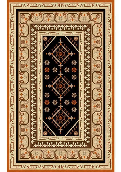 Kaymaz Dot Taban Yıkanabilir Dijital Baskı Osmanlı Dokuma Sanatı Desenli Salon Halısı 80 x 600