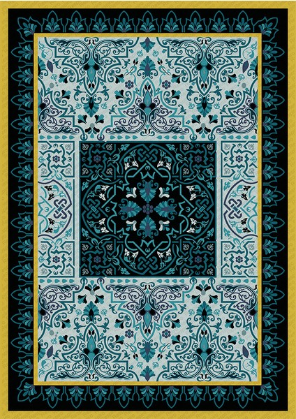 Kaymaz Dot Taban Yıkanabilir Dijital Baskı Klasik Osmanlı Saray Desenli Salon Halısı 80 x 100