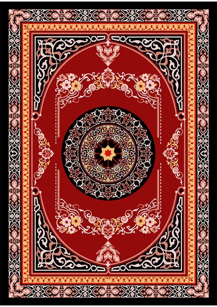 Kaymaz Dot Taban Yıkanabilir Dijital Baskı Özel Tasarım Çini Desenli Salon Halısı 80 x 100