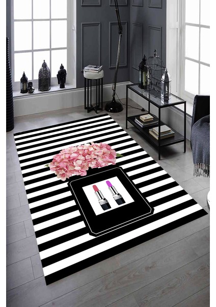 Kaymaz Dot Taban Yıkanabilir Dijital Baskı Parfüm Tasarımlı Salon Halısı 80 x 200