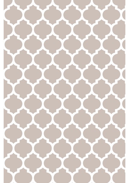 Kaymaz Dot Taban Yıkanabilir Dijital Baskı Vizon Vektörel Desenli Salon Halısı 80 x 100