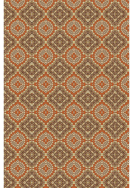 Kaymaz Dot Taban Yıkanabilir Dijital Baskı Kiremit Motifli Salon Halısı 80 x 200