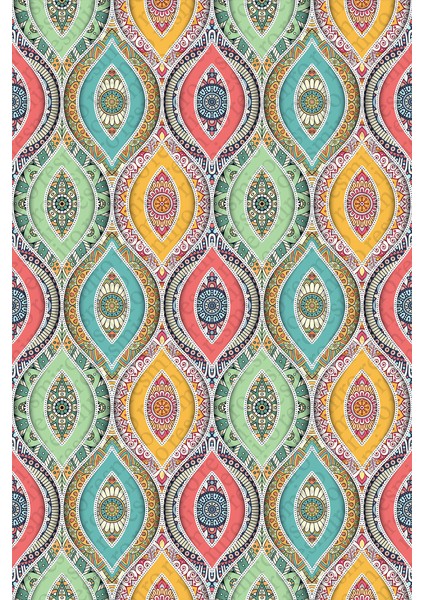 Kaymaz Dot Taban Yıkanabilir Dijital Baskı Göz Motifli Salon Halısı 80 x 100
