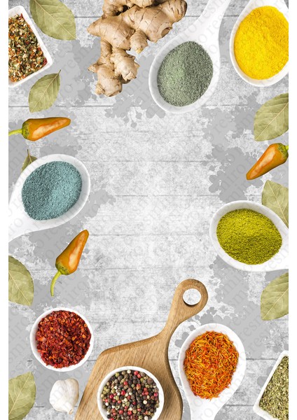 Kaymaz Dot Taban Yıkanabilir Dijital Baskı Sebze ve Baharat Mutfak Halısı 80 x 250