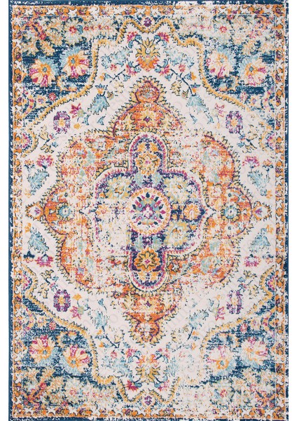 Kaymaz Dot Taban Yıkanabilir Dijital Baskı Mat Eskitme Kilim Desenli Salon Halısı 80 x 100