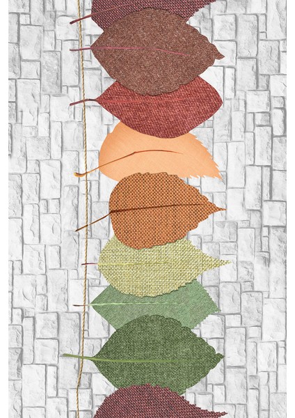 Kaymaz Dot Taban Yıkanabilir Dijital Baskı Renkli Yapraklar Salon Halısı 80 x 100