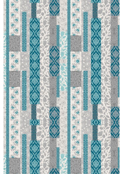 Kaymaz Dot Taban Yıkanabilir Dijital Baskı Mavi Beyaz Modern Etnik Tasarımlı Salon Halısı 80 x 100 fiyatları