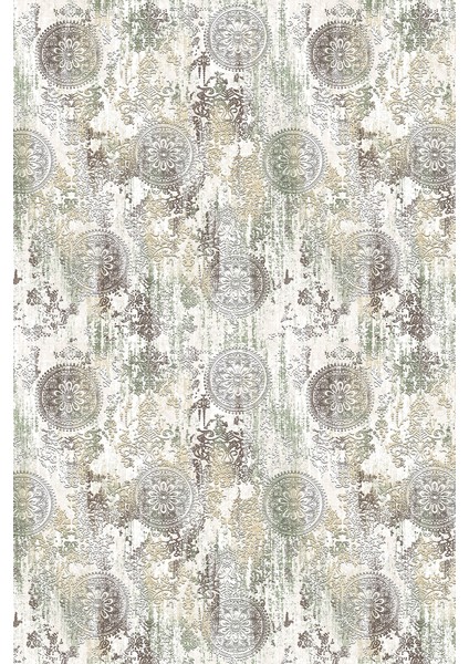 Kaymaz Dot Taban Yıkanabilir Dijital Baskı Eskitme Yansıma Desenli Salon Halısı 80 x 100