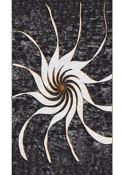 Kaymaz Dot Taban Yıkanabilir Dijital Baskı Rüzgar Gülü Desenli Salon Halısı 80 x 200