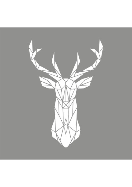 - Dekoratif Şekilde Oluşturulmuş Ön Görünüm Geyik Sticker 60X41CM - Beyaz fiyatları