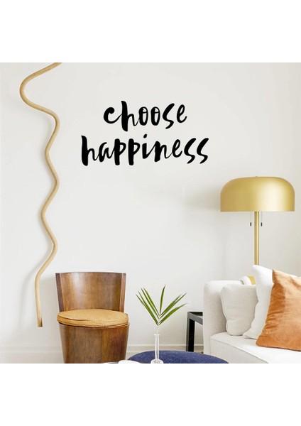 - El Yazısı ile Yazılmış Choose Happines Yazısı Sticker 60X30CM - Siyah