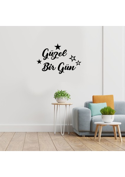 - El Yazısı ile Yazılmış Güzel Bir Gün Yazısı Sticker 60X40CM - Siyah