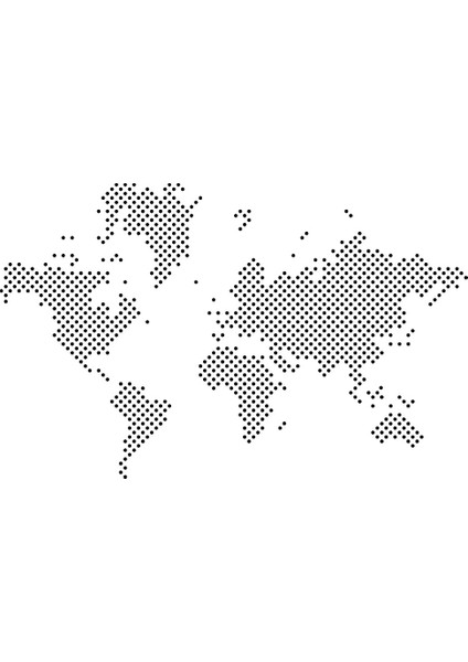 - Nokta Nokta Dünya Haritası Duvar Oda Salon Iş Yeri Için Sticker 60X38CM - Siyah modelleri