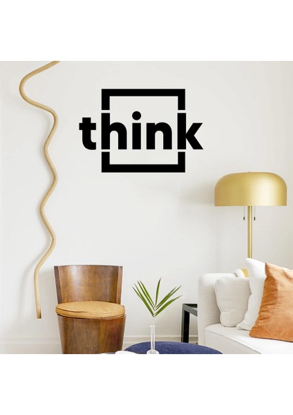 - Küçük Harf ile Yazılmış Think Duvar Yazısı Sticker 60X40 cm - Siyah