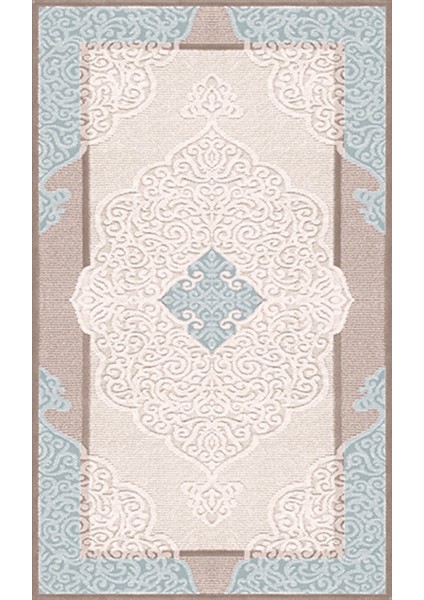 Kaymaz Dot Taban Yıkanabilir Dijital Baskı Osmanlı Kabartma Desenli Mutfak Halısı 180 x 280