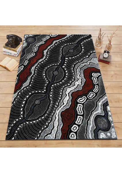 Kaymaz Dot Taban Yıkanabilir Dijital Baskı Kabuk Desenli Salon Halısı 80 x 100
